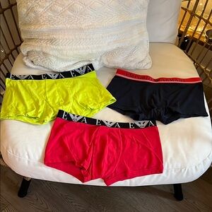 Emporio Armani Men's Briefs - Neon Yellow, Black, and Red